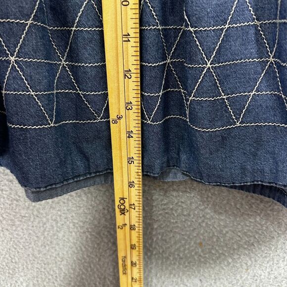 BCBGeneration Bubble Mini Skirt Womens Large Blue Chambray Embroidered Boho Y2K - Picture 3 of 7